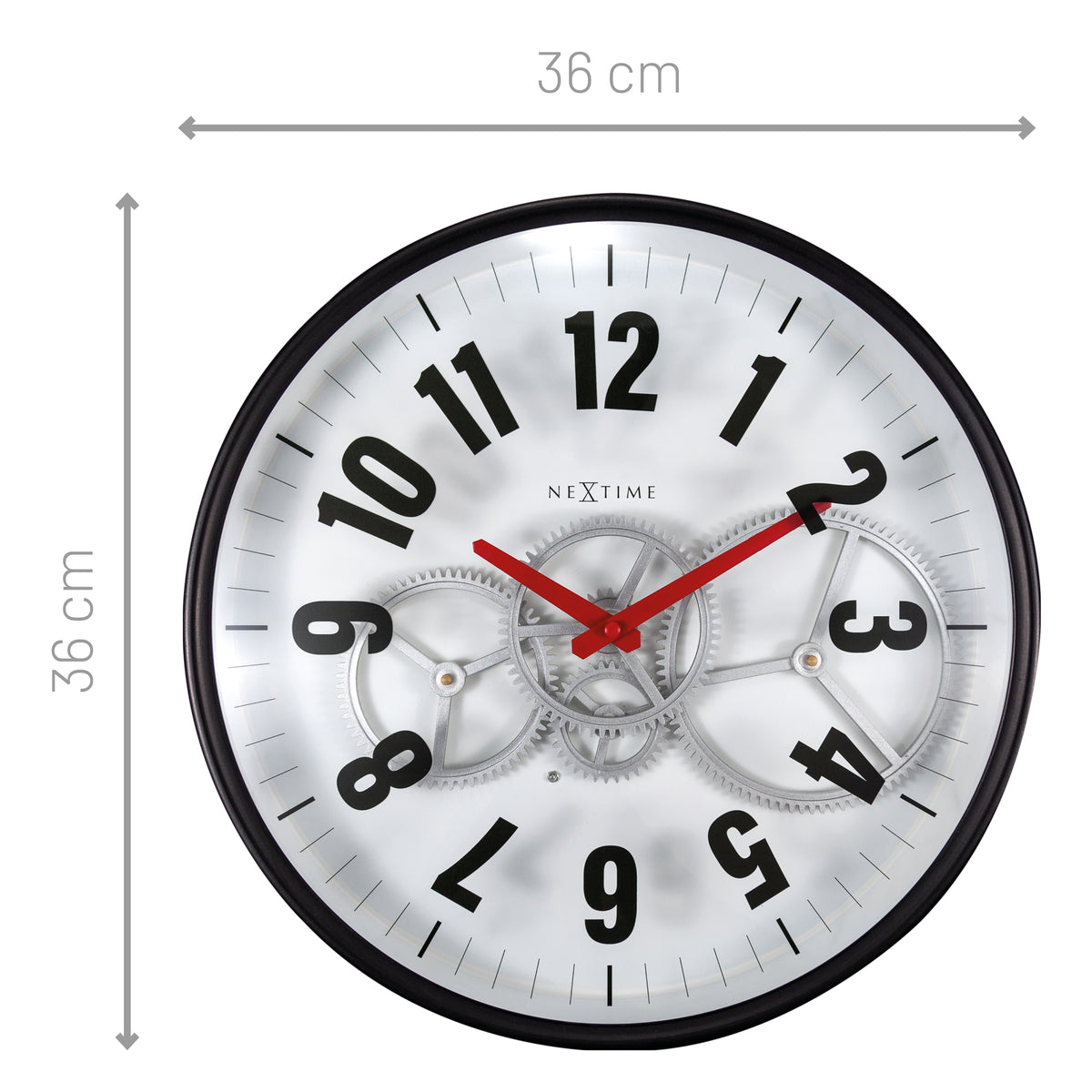 Gear Clock - White -  40 cm - Metal/Glass - Modern Gear Clock - NeXtime
